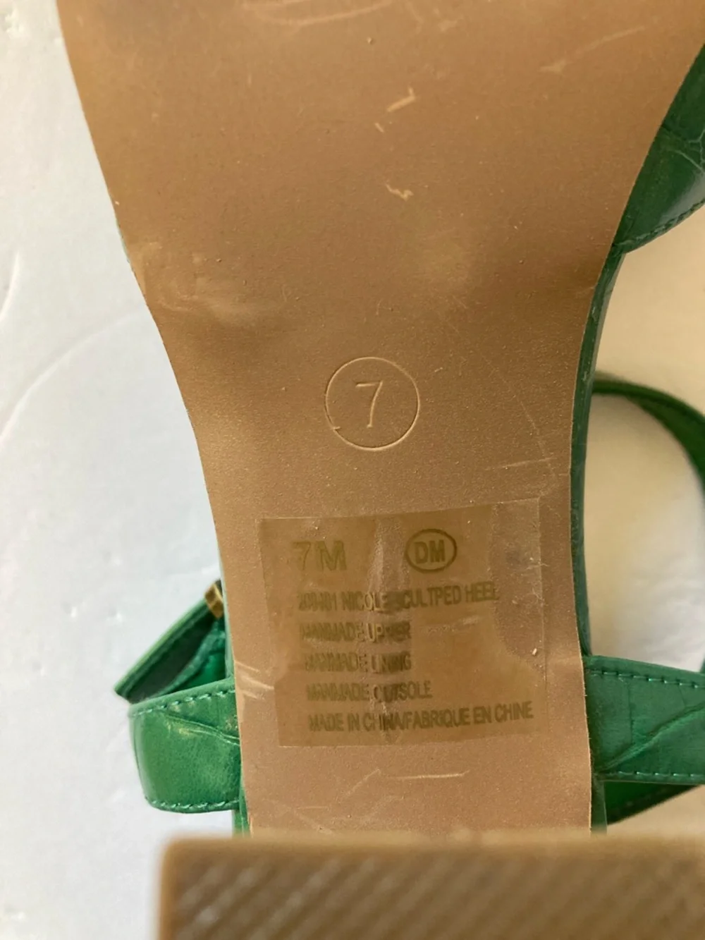 Maurices Green Croc-Embossed Block Heel Sandals with Ankle Strap size 7M
